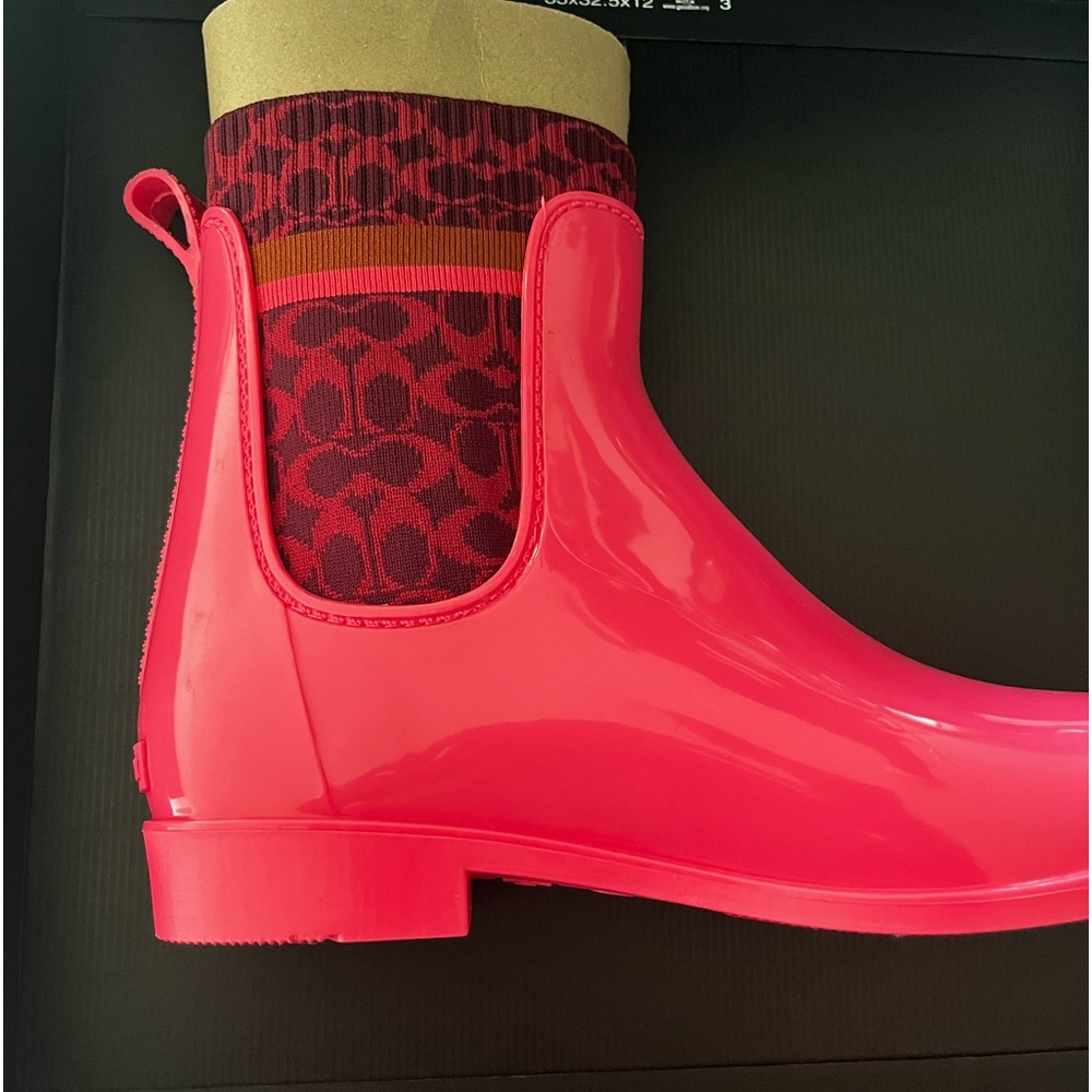 Worn once size 9 Coach rubber boots